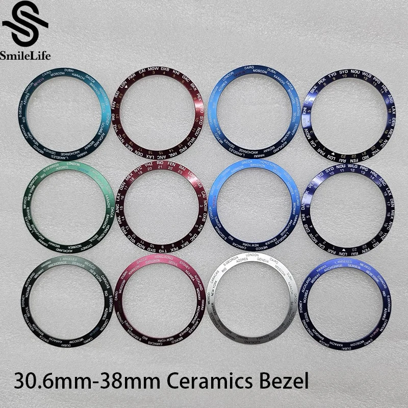 SmileLife 38-30.6mm GMT Curved Ceramics Bezel Insert Fit SUB SKX 40mm Watch Case Watch Accessories