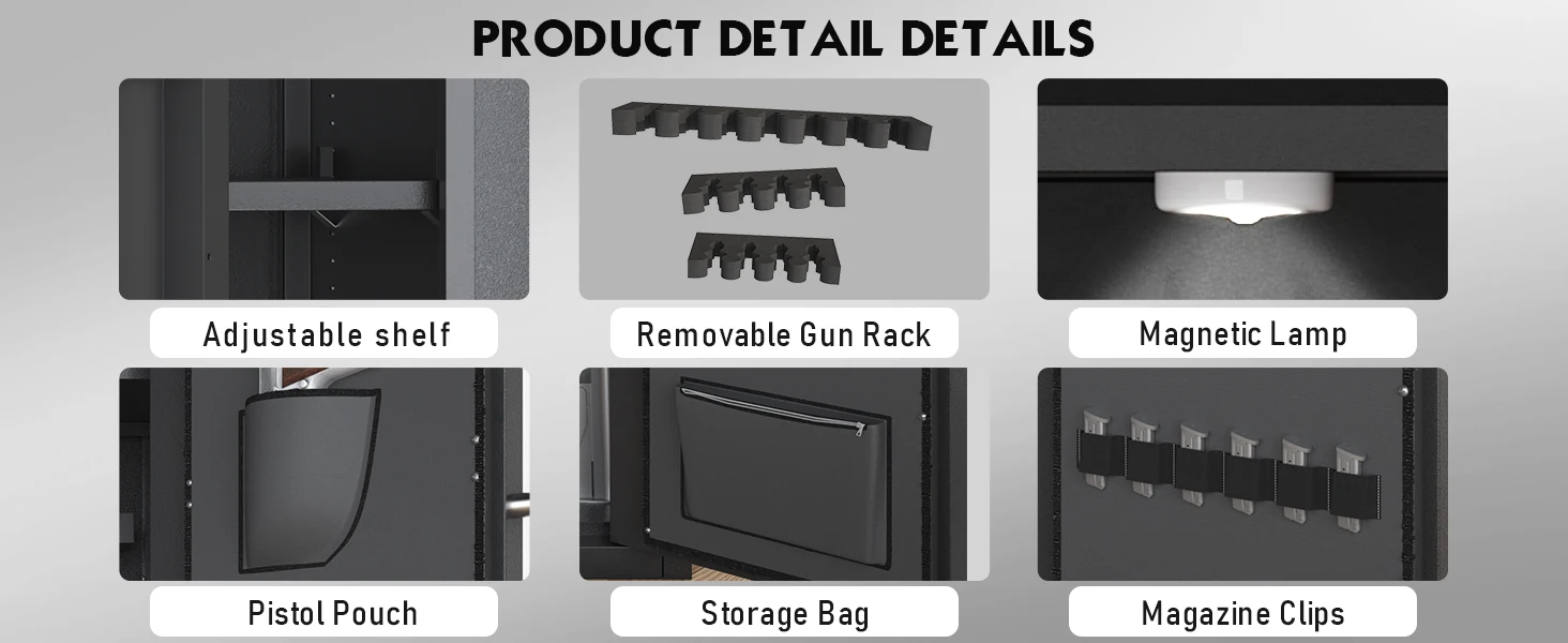 30-40 Large Gun Safe for Rifles and Pistols, Unassembled Digital Gun Safe, Rifle Safe with LCD Keypad and Adjustable Shlef