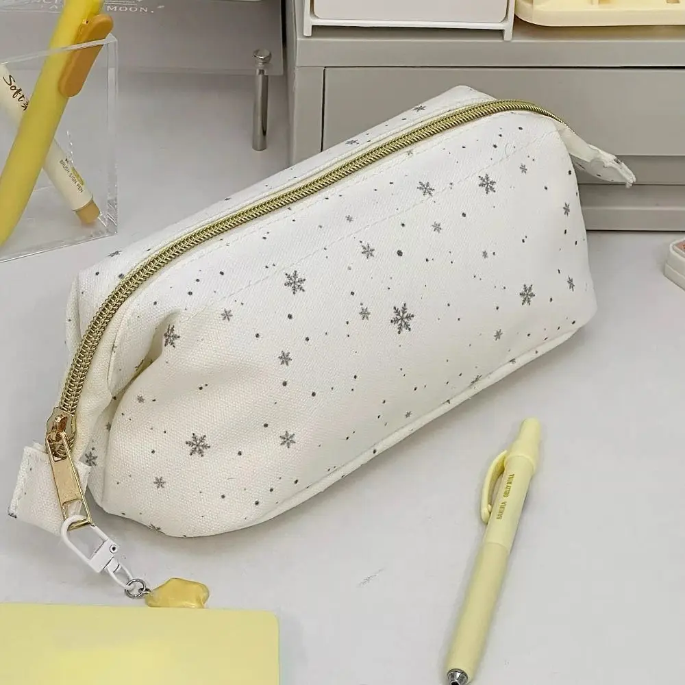 INS Snowflake Patterns Pencil Case Large Opening Large Capacity Stationery Pouch Stationery Storage Bag Students