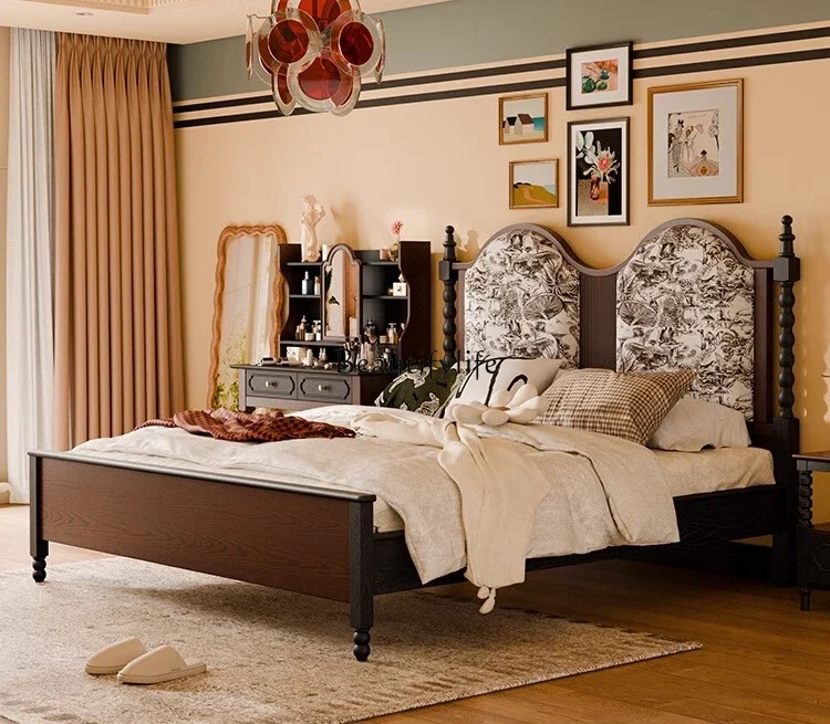 

P12Retro solid wood bed French advanced medieval high-end atmosphere 2025 new furniture