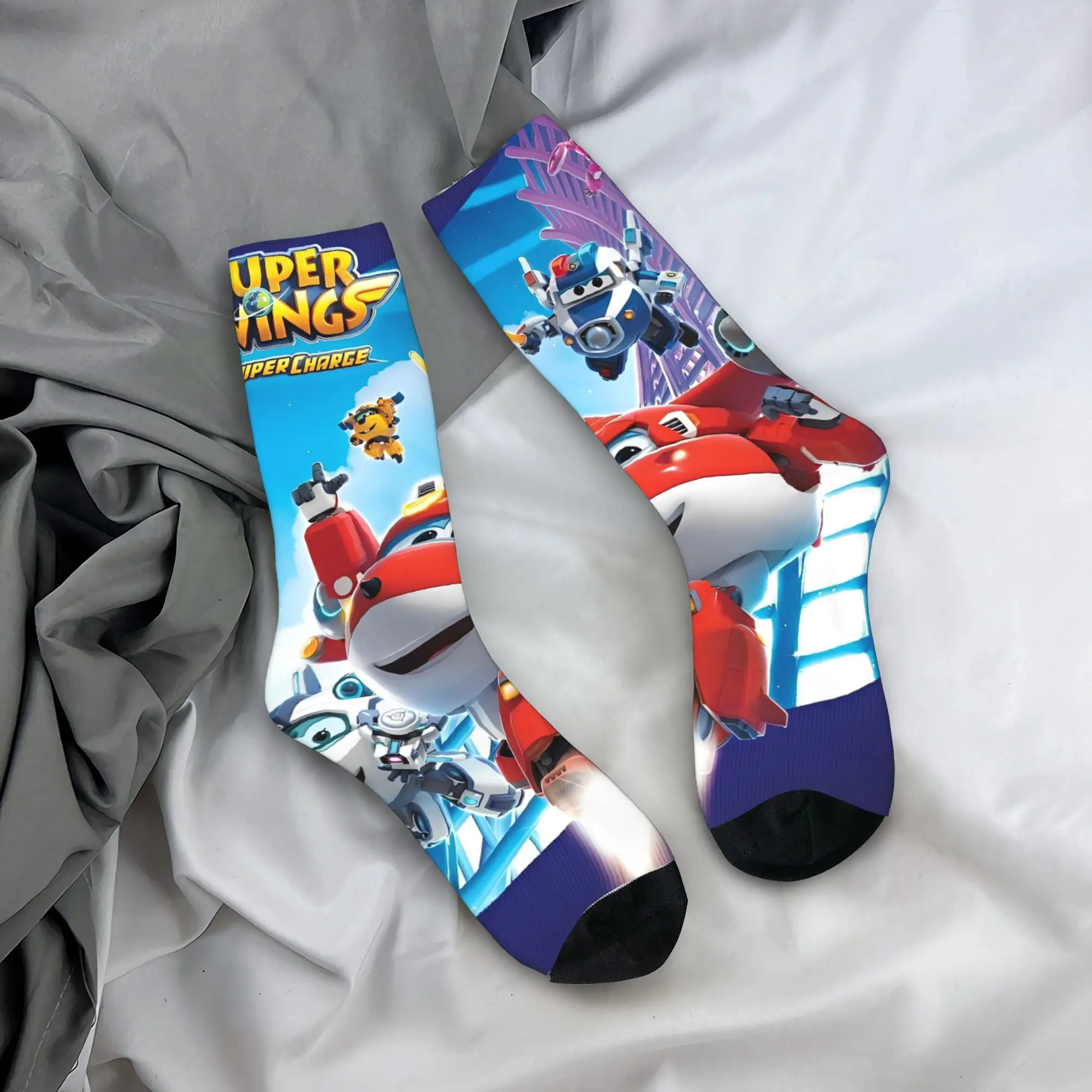 

Носки с героями мультфильмов Super Wings, нескользящие чулки, мужские теплые мягкие носки для скейтборда, осенние повседневные дизайнерские носки