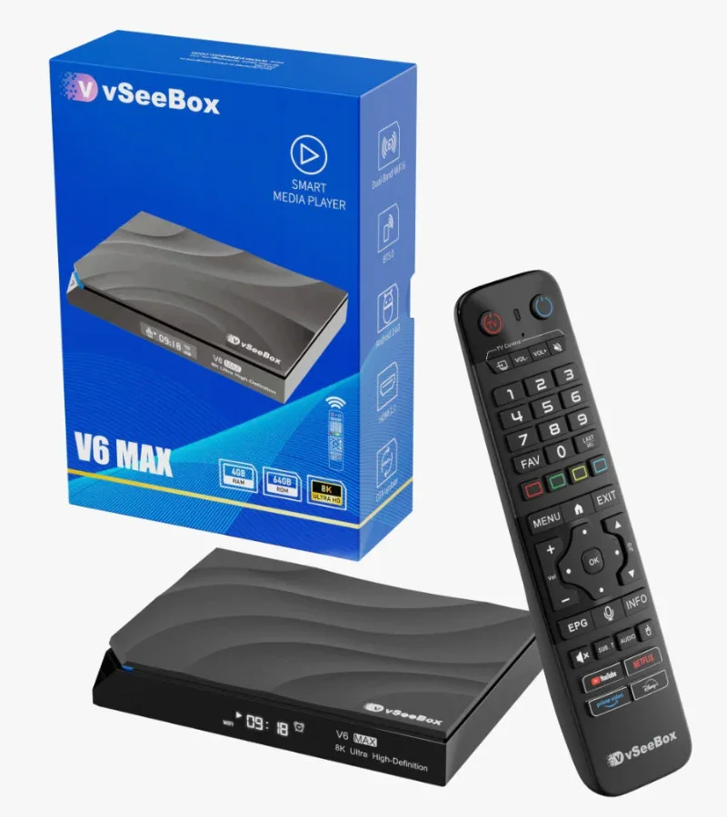 

Vseebox V6 Max, 4GB+64GB, Vsee Box Time Shift with Parental Control, 6K Ultra HD