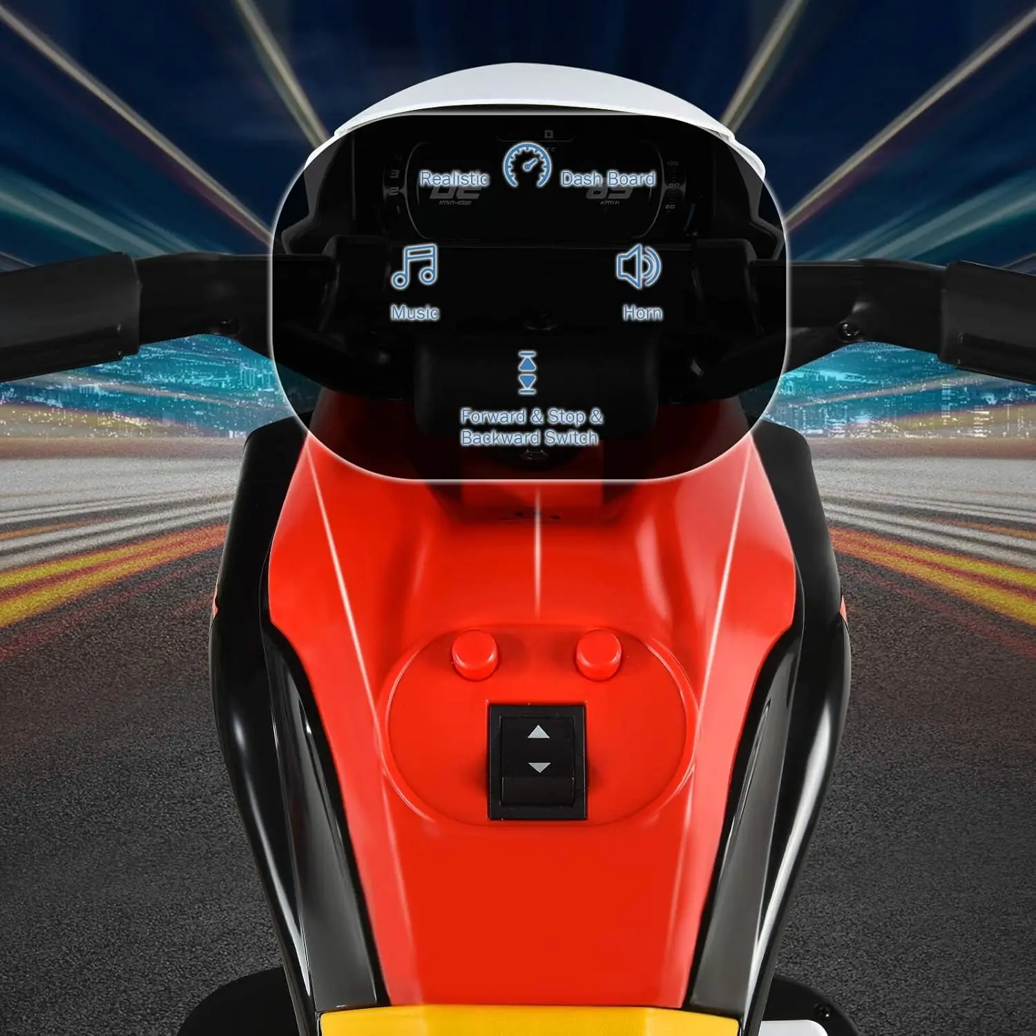 Moto de 6 V, motor eléctrico para niños con pedal, música, bocina, avance/trasero, triciclo de juguete con batería de 3 ruedas