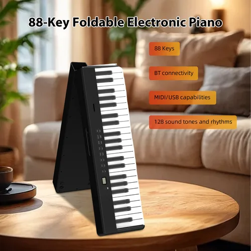 Imagen 2 del producto Piano de Teclado Plegable de 88 Teclas, Portátil, Sensible al Tacto, Bluetooth, Midi, USB, 128 Tonos, para Principiantes, Viajes, Práctica y Creación
