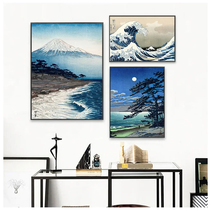 Vintage Japanese Landscape Poster Prints Wave Kanagawa Art Canvas Painting Wall Pictures For Living Room Oriental Home Decor