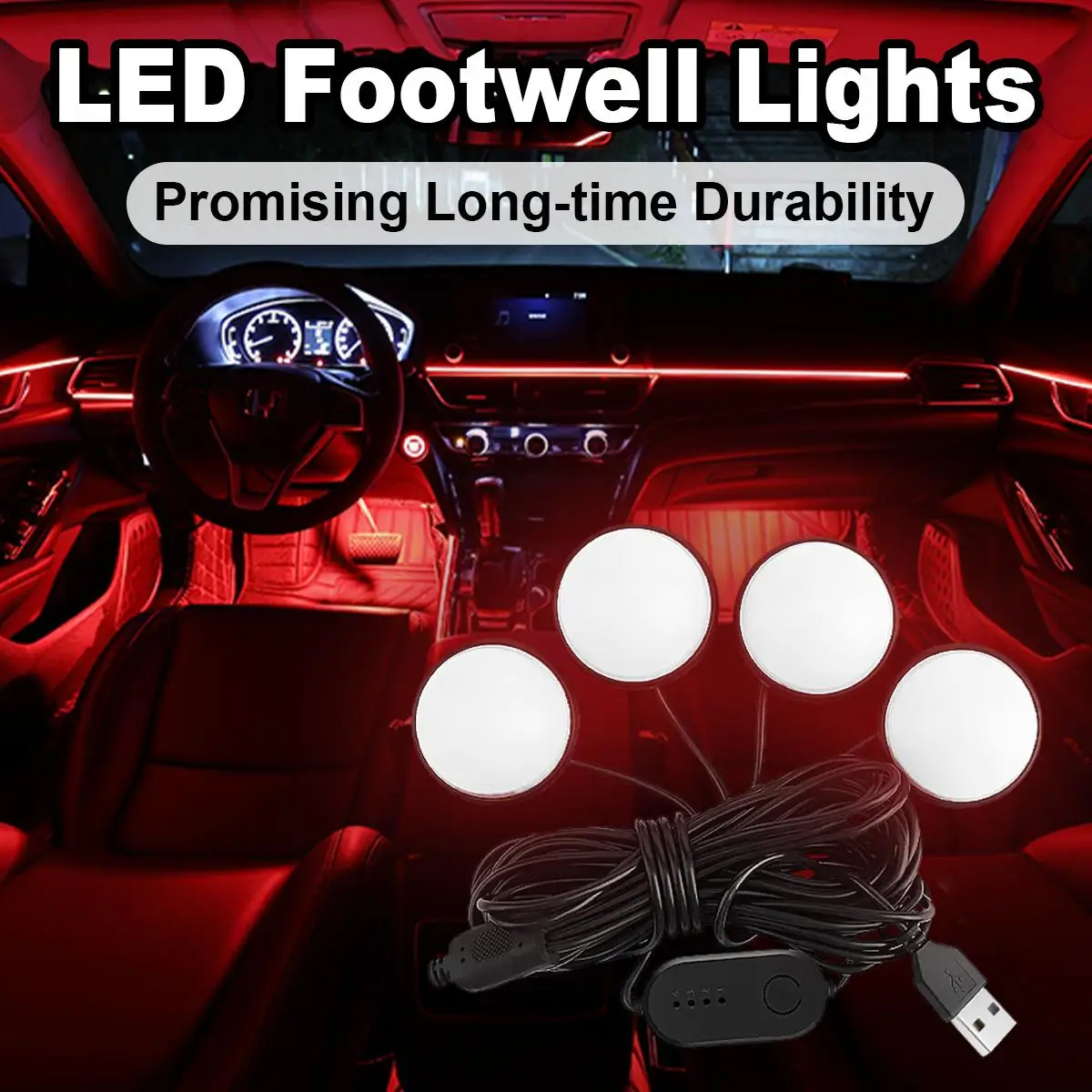 

Colorful Usb Led Car Foot Ambient Light Lamp Environment Interior Atmosphere Decorative Backlight Night Lighting Accessories Kit