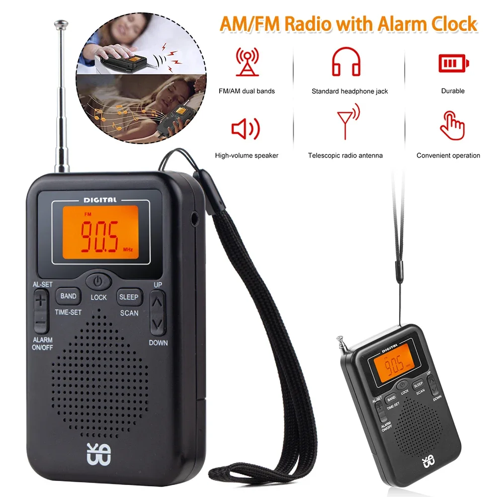AM FM Radio LCD Display Pocket Radio Portable Radio for Walk/Jogging/Gym/Camping