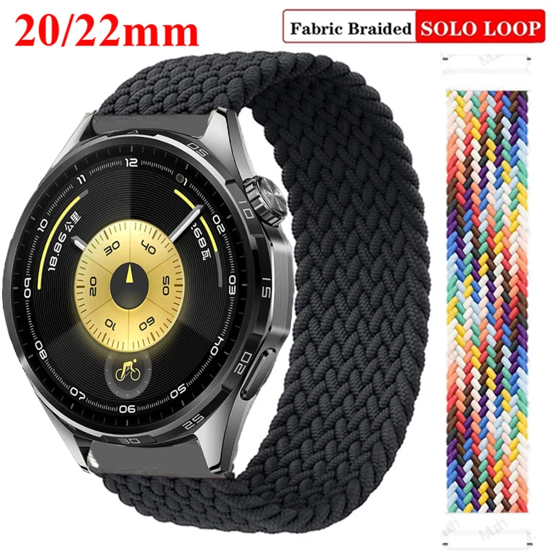 20/22 mm geflochtenes Solo-Loop-Armband für Huawei GT6 GT6Pro GT5 GT5Pro GT4 GT3 GT2e Sportarmband für Samsung Galaxy Watch 7/6/5/4/3