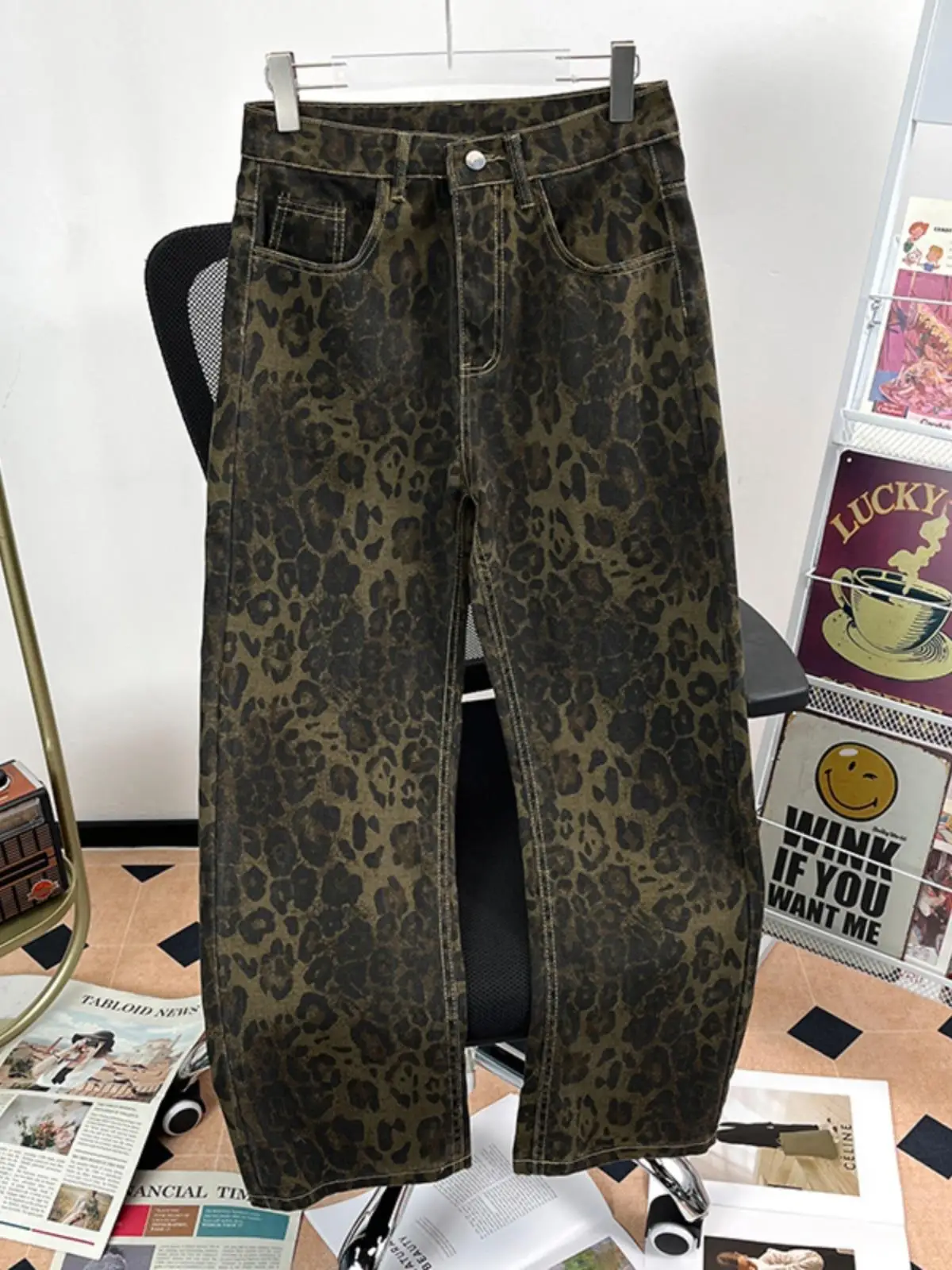 

Мужские джинсы American Vibe с леопардовым принтом, прямые, свободного кроя, модные, весенне-осенние, повседневные, удобные, прочные, прямого кроя...