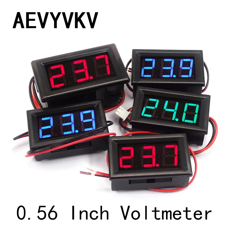 0.56 Inch Digital Voltmeter DC 4.5V to 30V Digital Voltmeter Voltage Panel Meter Red/Blue/Green For 6V 12V Motorcycle Car