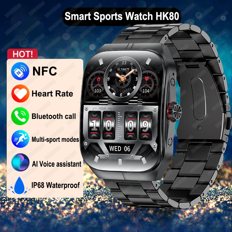 

Новые 1,95-дюймовые смарт-часы Ultra HD для мужчин и женщин, Bluetooth-вызов, NFC, пульсометр, водонепроницаемые спортивные умные часы для фитнеса для Android iOS