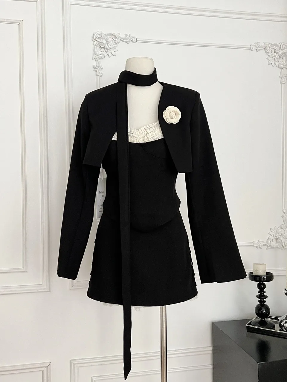 

Ele комплект из 3 предметов с цветочным принтом для женщин, юбка с высокой талией, длинный жилет-свик, осенний модный повседневный роскошный костюм