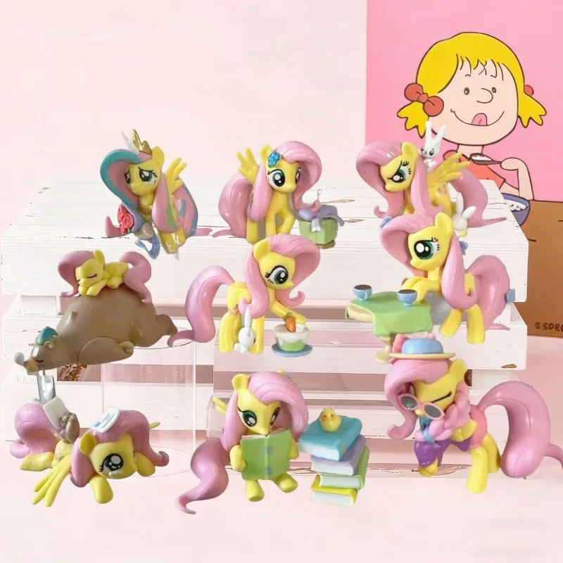 9피스 레인보우 마이 리틀 포니 동물 피규어 케이크 장식 장난감 어린이 생일 선물