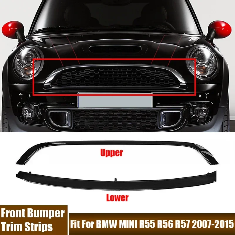 Car Accessories Front Bumper Trim Strips For BMW MINI R55 R56 R57 2007-2015 Glossy black Car Scratch Resistant Decorative Cover