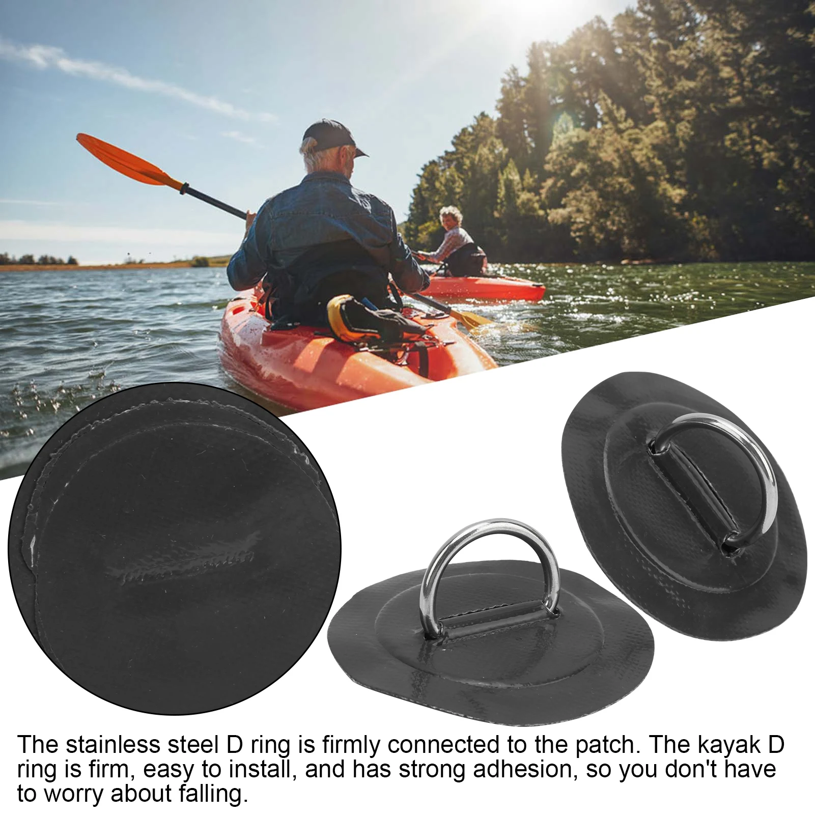 Picture 4: 2PCS Inflatable Boat Kayak D-Ring Pad Patch Durable Long‑lasting Easy Using High Quality PVC Marine Stainless Steel Fixed Buckle