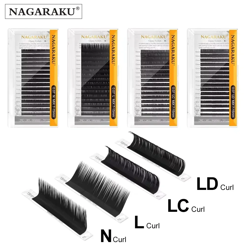 NAGARAKU Mix Eyelash Extension Makeup L LC N Curls Mix 7-15mm  16 Lines Synthetic Mink Individual Eyelashes High Quality Lashes