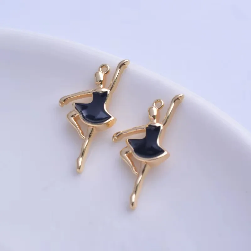 20 Stück Kupfer 18k Goldfarbe Hochwertige Emaille Tanzende Mädchen Anhänger Tropfenöl Ballett-Puppe Anhänger DIY Schmuck Halskette Herstellung – Detail 6