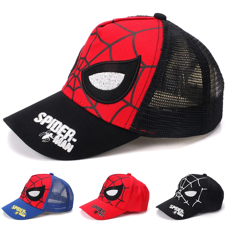 Disney Marvel Spiderman Summer Mesh Sun Cap For Boys Girls Cartoon Baby Hat Fashion Kids Hat Children Travel Baseball Caps 2-8Y