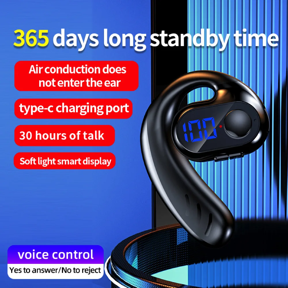 Painless Wear Blue Tooth Earphone Ear Single EAR Earhook Wireless Headphone Noise Cancelling Stereo Headset Handsfree Earbuds