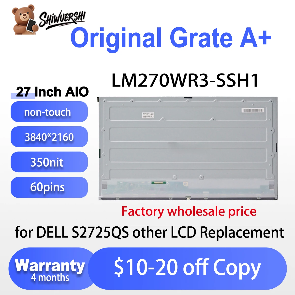 الجملة الأصلية الجديدة 27 "شاشات كريستال بلورية LM270WR3 SSH1 LM270WR3 (SS)(H1) IPS UHD 3840*2160 تنطبق على DELL S2725QS #1