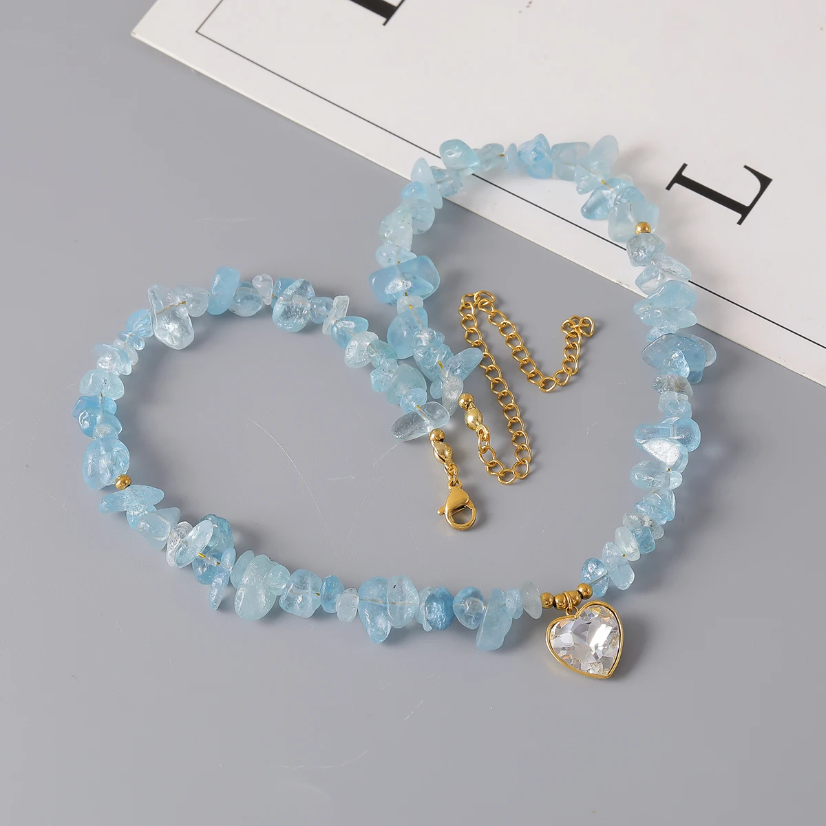 

Irregular Natural Stone Necklace, Stainless Steel Heart Pendant Necklace, Valentine's Day Gift for Girlfriend and Wife