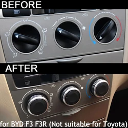 3Pcs Car Ac Knob Air Conditioning Knobs Covers For BYD F3 F3R Aluminum Alloy Car Heat Control Switch Knob Protection Ring
