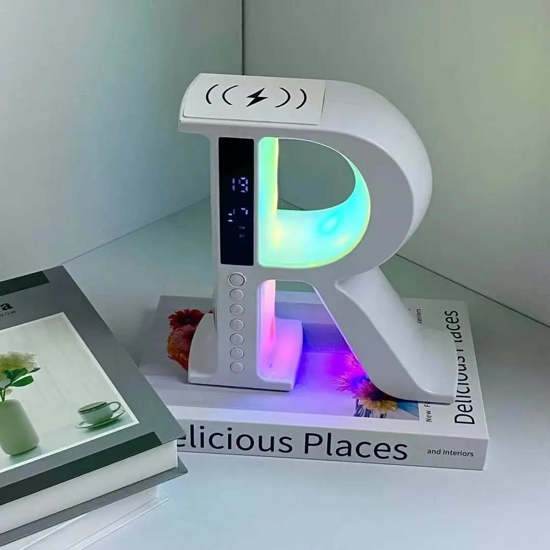RGB اللون ضوء الليل مصباح متعدد الوظائف LED ساعة رقمية التوصيل بطاقة بلوتوث المتكلم شاحن لاسلكي محطة الوسادة آيفون