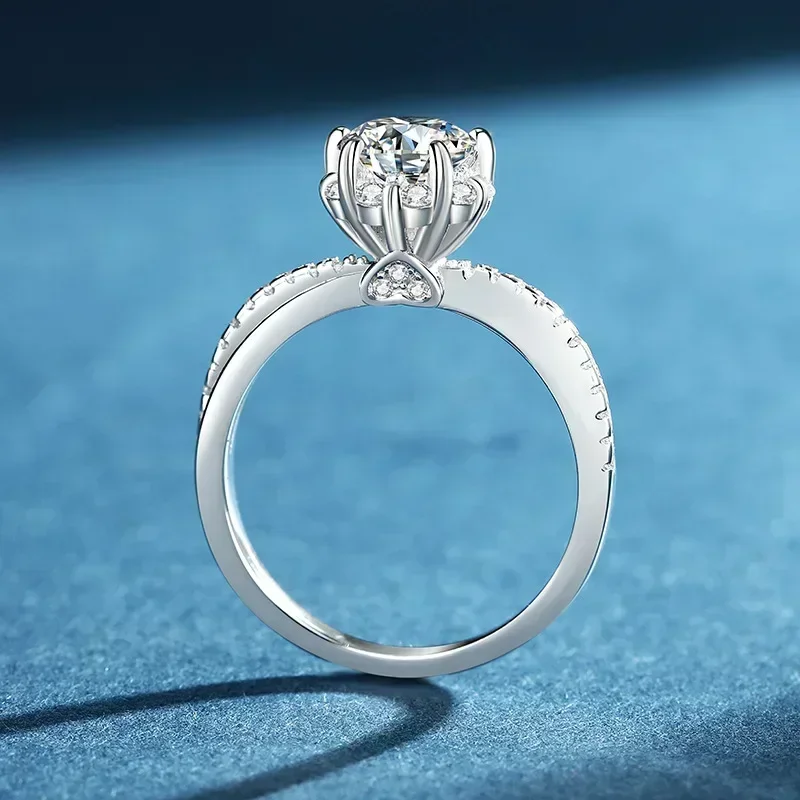 

Elegant Design Jewelry 1 CT Moissanite Ring18K White Gold Good Quality Wedding Engagement Rings for Women