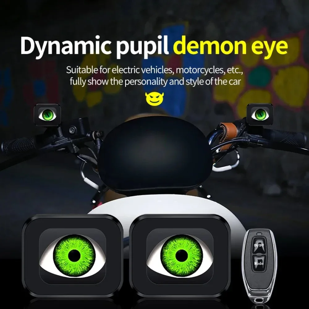 Devil Eyes LED Light Dynamic Screen 6 Modes 12-36V Motorcycle Mirror  Motorcycle Decorative Lights Car Headlight Accessories