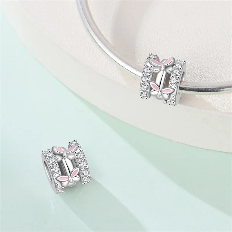 

925 Sterling Silver Three Ring Butterfly Charms Beads For Women Fit Original Bracelet DIY Birthday Party Jewelry Gifts