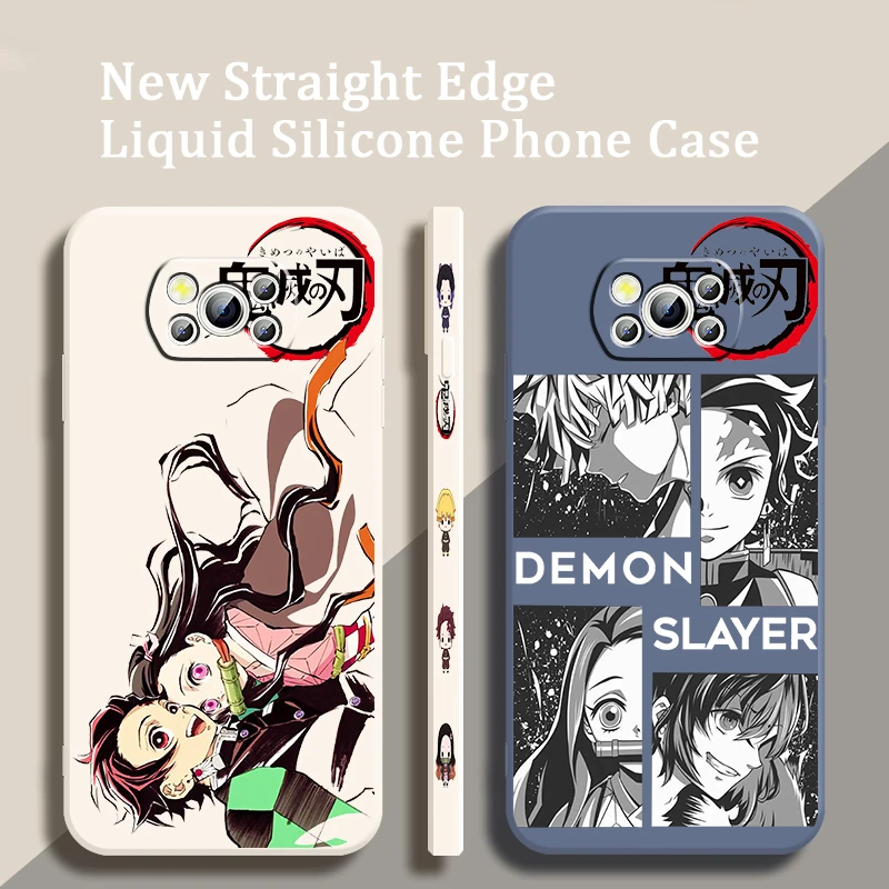 G Ghost Slaying Blade Anime Liquid Left Rope For Xiaomi Mi Poco X6 X5 X4 X3 M6 M5 M5S M4 M3 F5 F4 F3 Pro 5G Back Phone Case