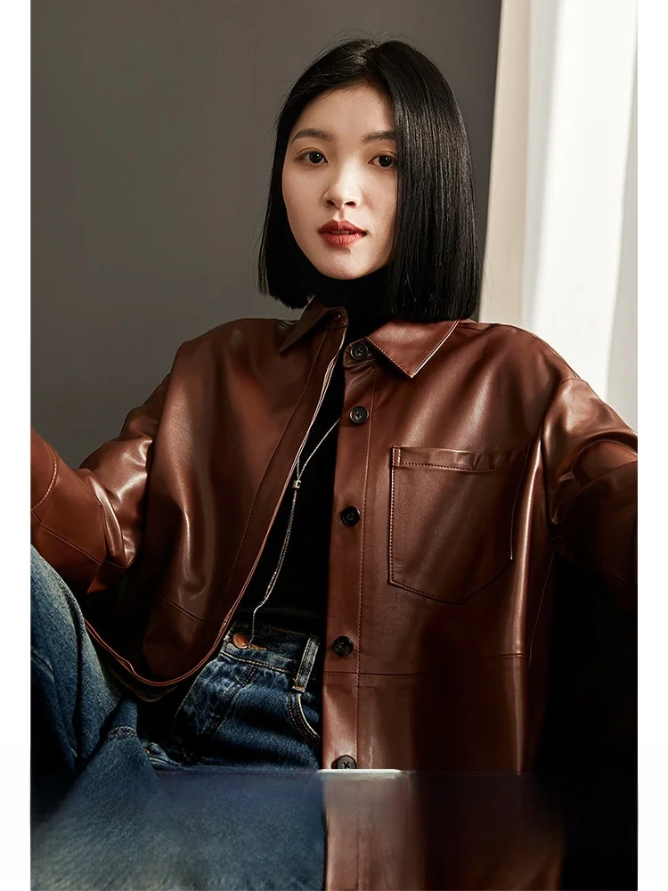 

Модная молодежная повседневная верхняя одежда из матовой кожи с круглым подолом, весна 2026