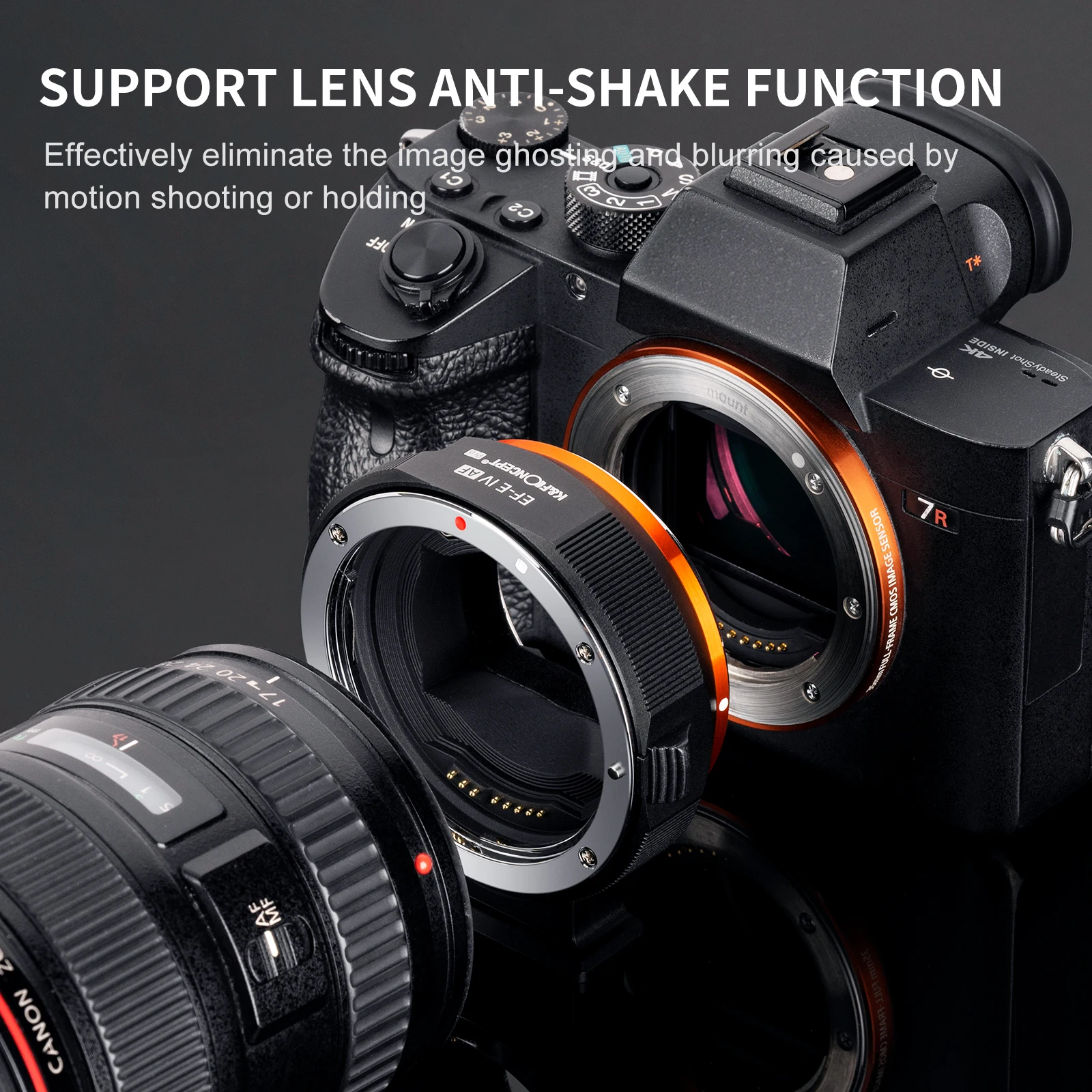 K&F Concept EOS to E IV Auto Focus Lens Adapter for Canon EOS EF EFS to ​Sony a6400 a6700 A7C A7C2 A1 A9 A7R2 A73 A7R4 A7R5 A7R3