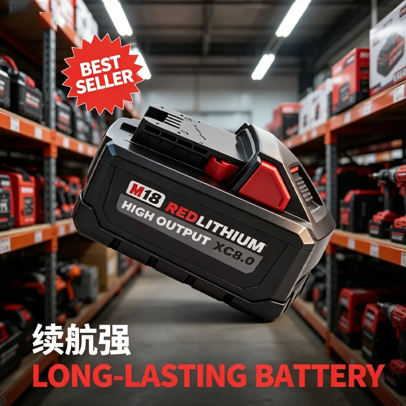 

Replacement 18V 8.0Ah 18650 Battery For Milwaukee M18 48-11-1860 48-11-1850 48-11-1861 Cordless Tools