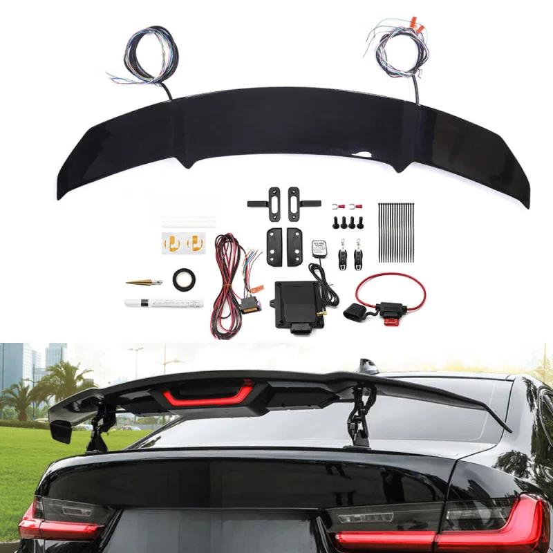 Automatic Lift V Type Carbon Fiber Rear Tail Fin Spoiler Tail Wing Speed Follow Aerodynamic Mod Parts Universal All