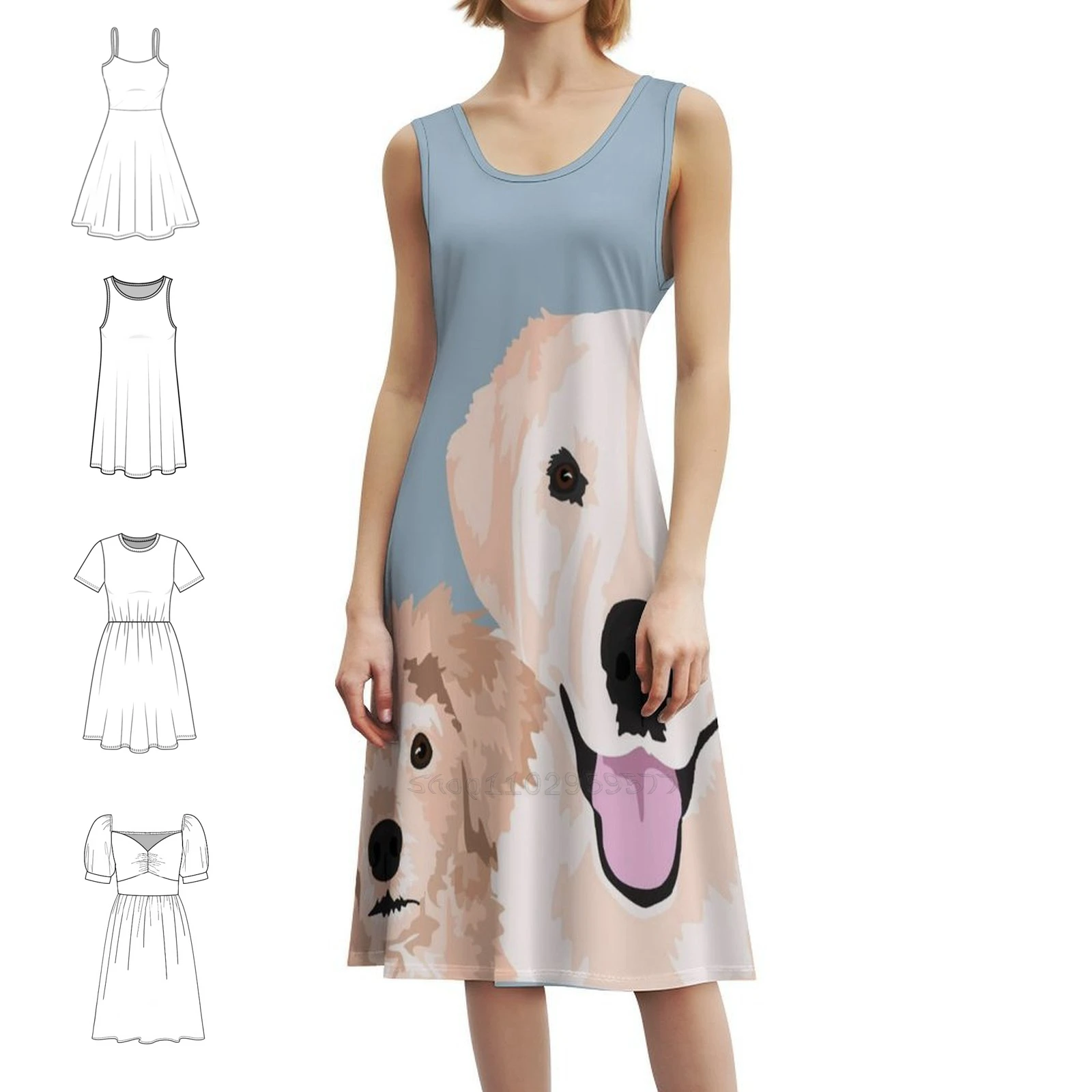 فستان كارمن آند شيلبي النسائي الهيب هوب ملابس الشارع مطبوع عليه رسومات جرافيك للحفلات والنوادي فستان لابرادور لمختبر الكلاب #1