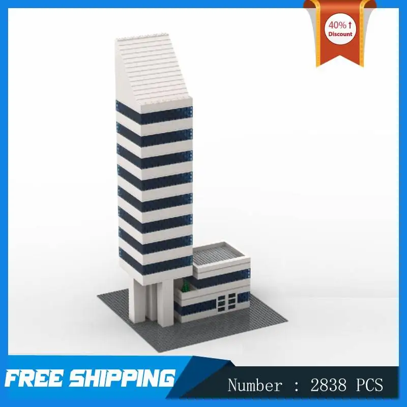 MOC City Group Center Model Building Block Assembly Office Building Street View Architectural Collection Series Toy Gifts