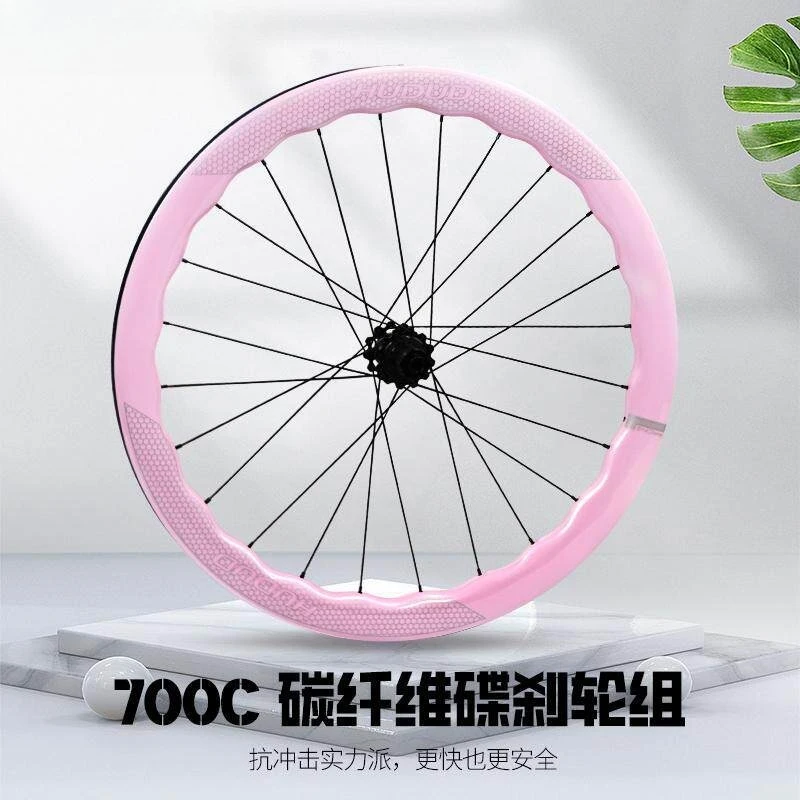 

Carbon Disc Brake Wheelset Wave Rim For Road Bike Riding 700c Clincher Tubeless Carbon Fiber Bicycle Wheel Cycling Accessories