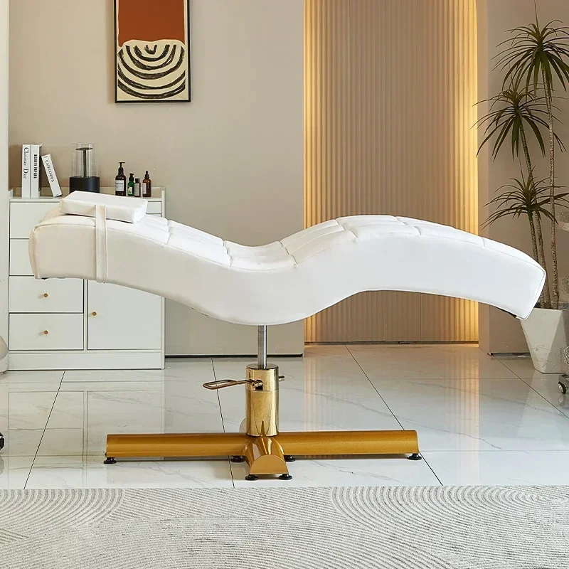 Silla moderna para el cuidado de la piel facial, salón de belleza, mesa de masaje, pestañas curvas, cama de belleza