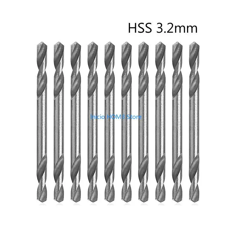 A5YD 10PCS 3.2mm HSS 이중 종료 나선형 비틀림 드릴 도구 드릴 세트
