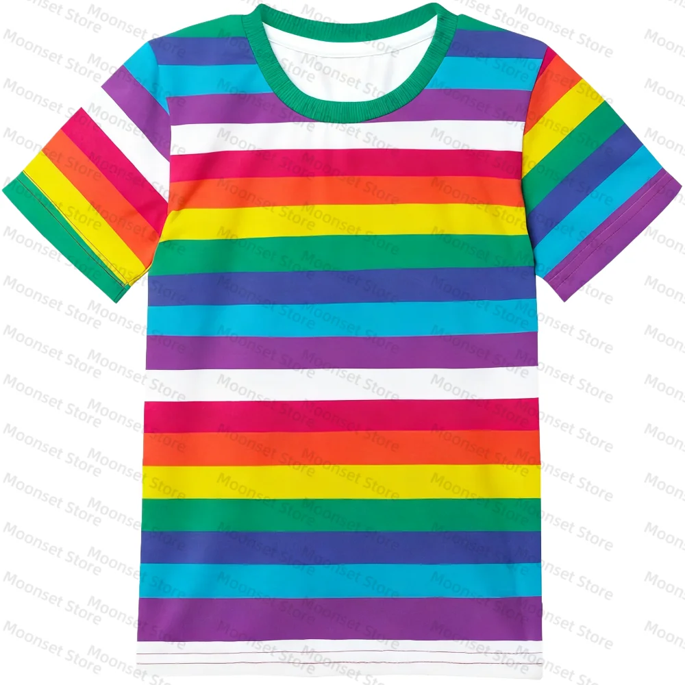 Kontrastfarben mit Streifen, kurzärmeliges neues T-Shirt, T-Shirt für Erwachsene und Kinder, Herren-T-Shirts, Damen-T-Shirts, schnell trocknendes T-Shirt – Detail 7