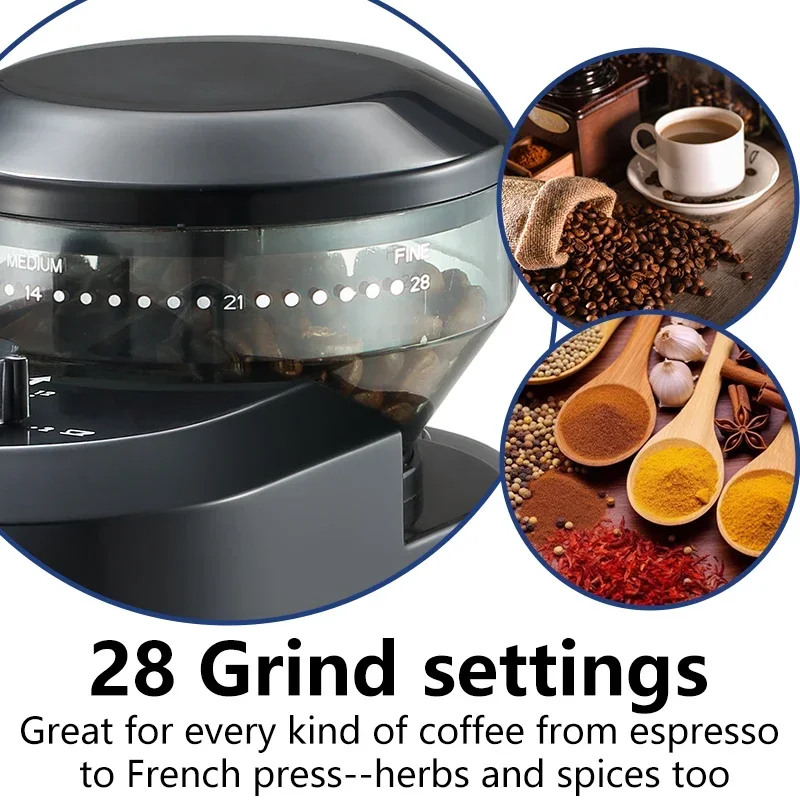 Mini Portable Electric Adjustable Burr Mill with 28 Precise Grind Setting Conical Burr Coffee Grinder French Press Espresso Grin