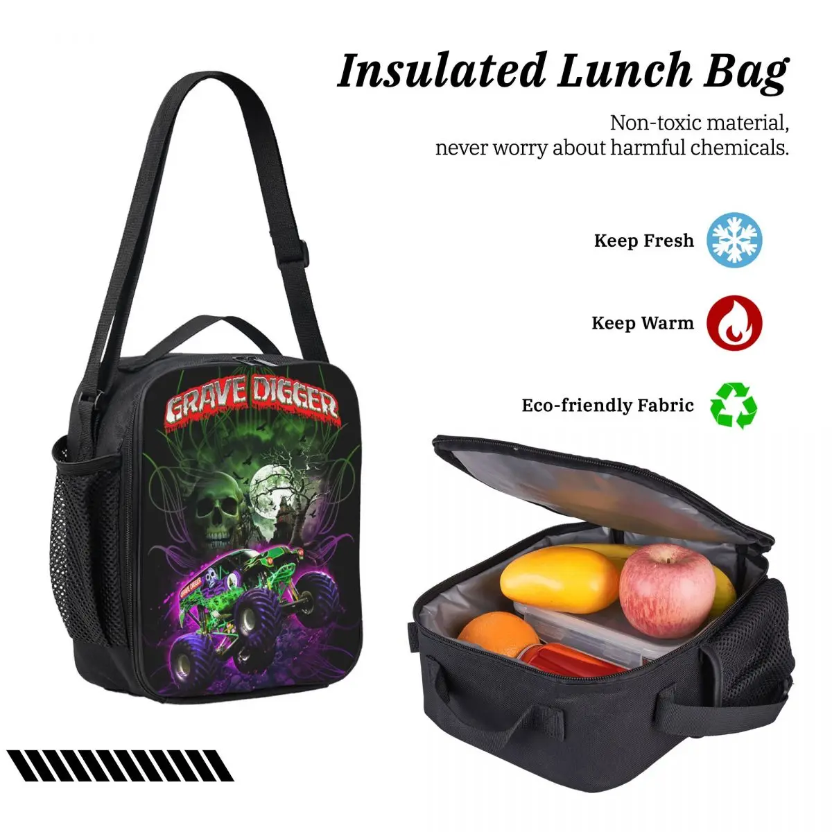 Klassieke Monster Jam Truck Rugzak Student Boekentas Schooltas Computer Schoudertassen 3ps Geïsoleerde Lunchtas Etui