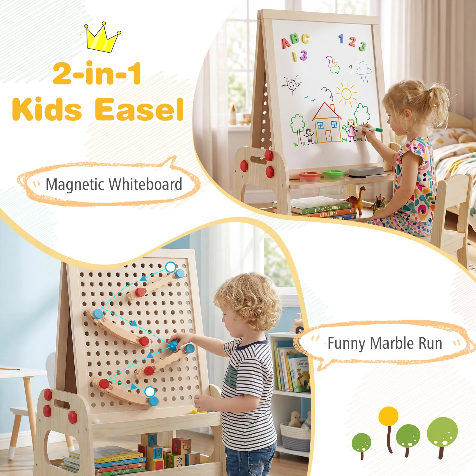 Sztaluga 2w1 dla dzieci, drewn – Kids Outdoor Easel recenzja i cena