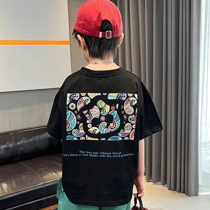 

Boys' Summer Short Sleeve T-shirt New Small And Medium Children's Round Neck Top Children's Casual Versatile Half Sleeve Fashion