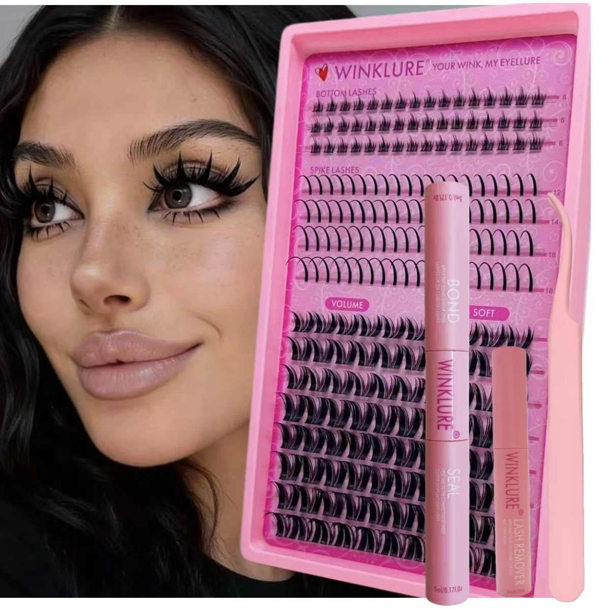 WINKLURE Fluffy Lash Clusters Kit Volume Cluster Eyelash Extensions Kit D Curl Eyelash Clusters Individual Lashes Full Faux Min