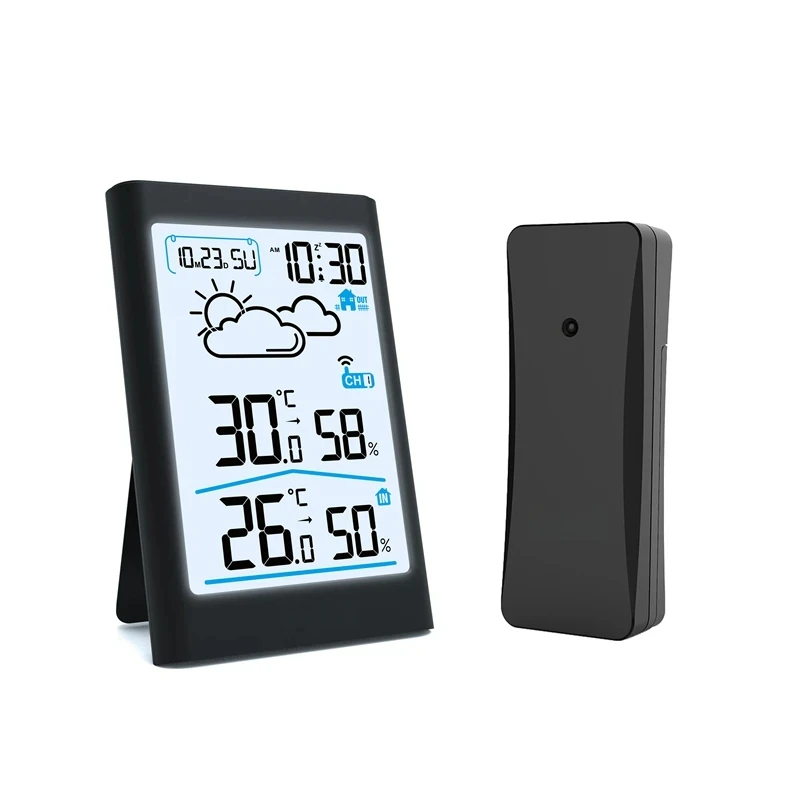 

Baldr Digital Station Indoor Outdoor Hygrometer Thermometer Wireless Weather Forecast Sensor Alarm Clock Date Backlight