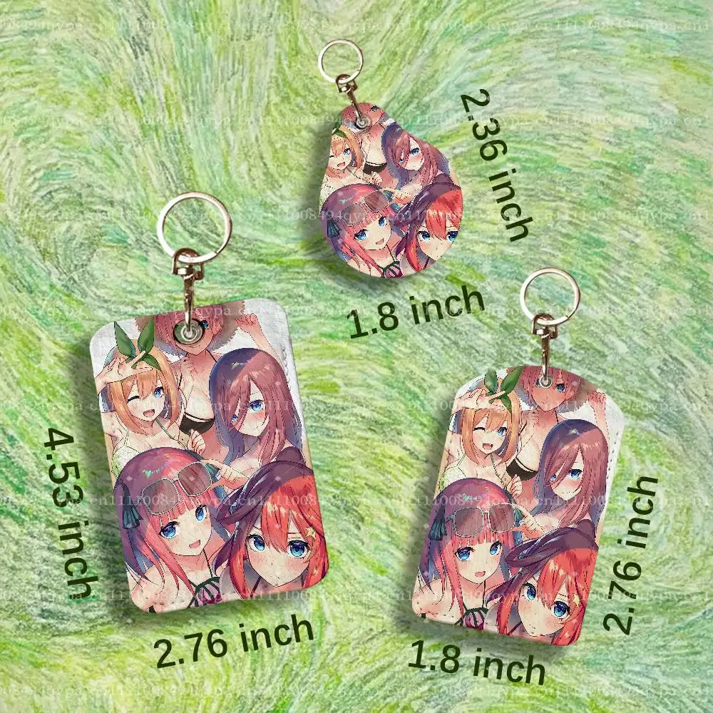 The Q-Quintessential Quintuplets Leather 2 Sided ID Card Holder with Keychain Protection For Bank Credit Subway Bus Case
