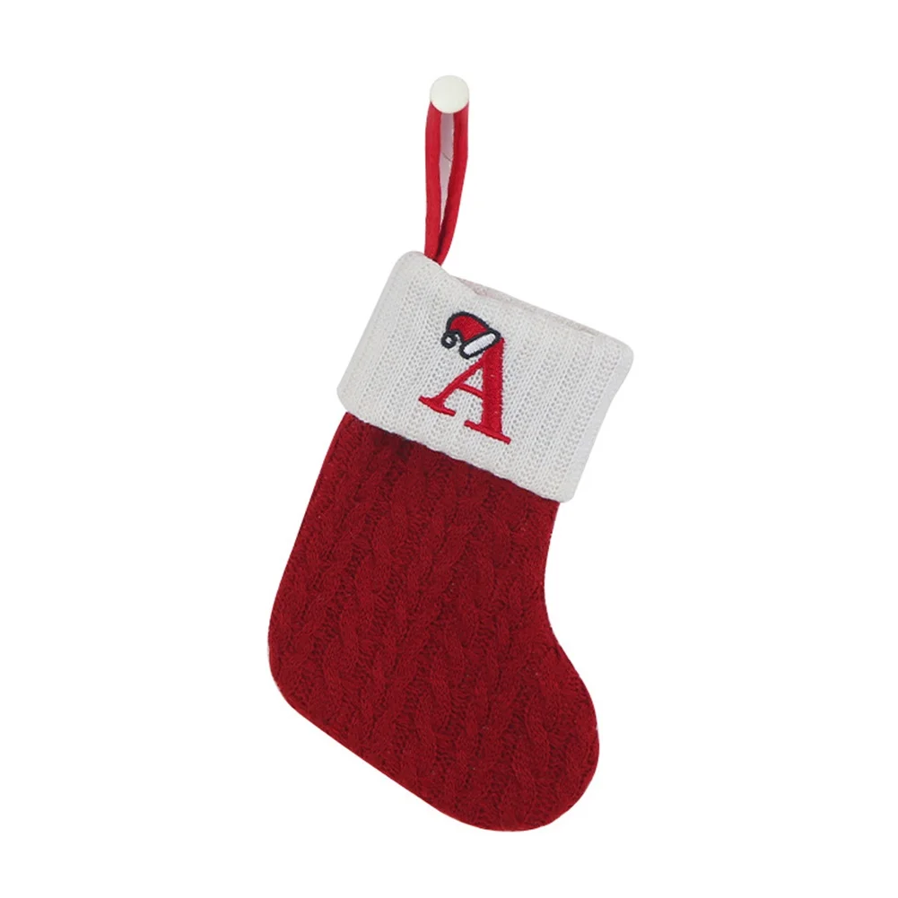 `Christmas Socks Red `Snowflake Alphabet Knitting` Stocking Christmas Tree` Hanging Pendant Xmas `Gift Home Decoration