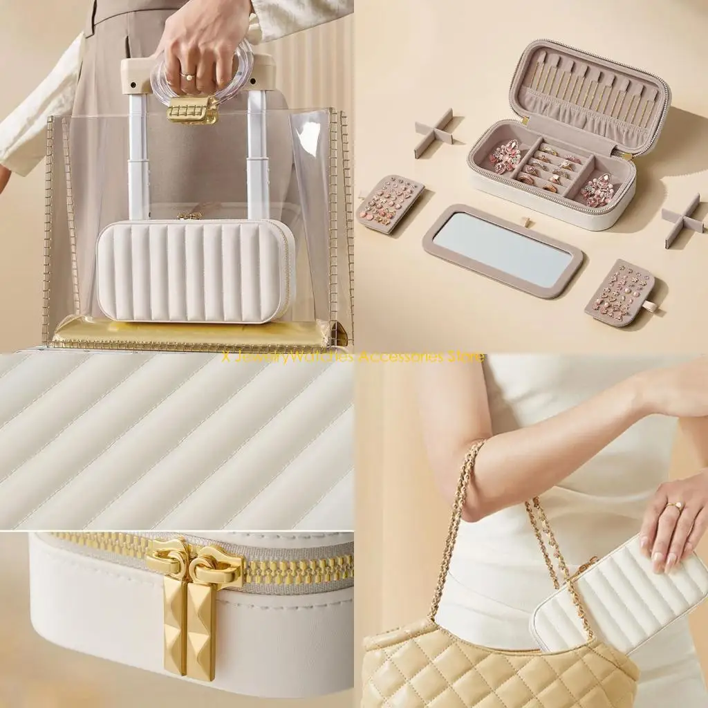 

31KD Fashionable Jewelry Holder with Multiple Compartments PU Leather Display Box for Rings Necklaces Accessories Case